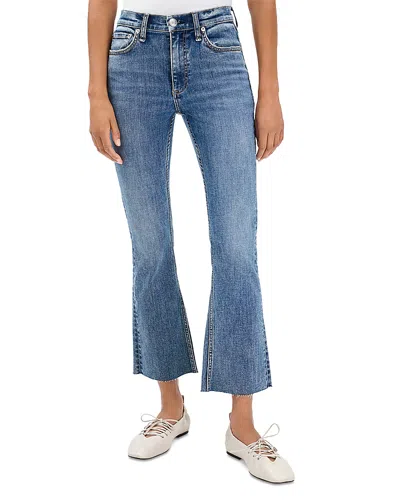 Rag & Bone Flexi Peyton High Rise Ankle Bootcut Jeans In Washed Stone Black In Blue