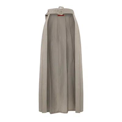 Pcfg Linen Blend Shiny Woven Skirt In Brown