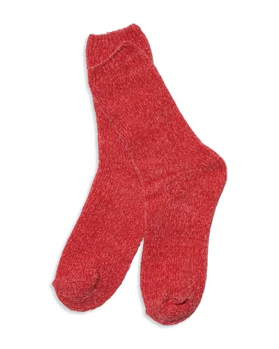 Stems Fuzzy Crew Socks In Red