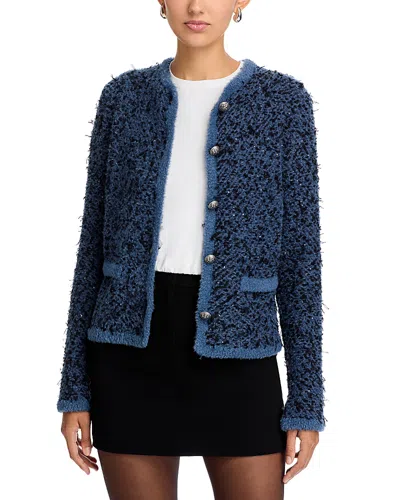 Kobi Halperin Torres Sequin Textured Knit Sweater In Blue