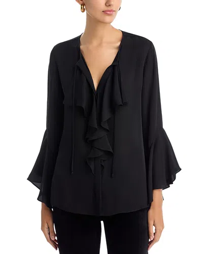 Kobi Halperin Turner Tie-neck Ruffle Blouse In Black