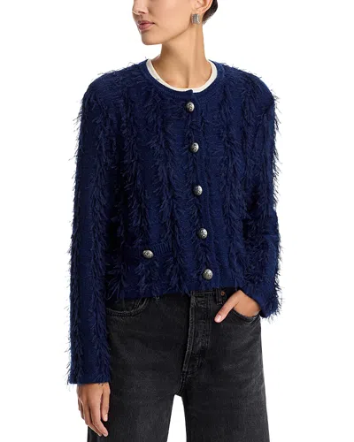 Kobi Halperin Lyra Eyelash Button Front Cardigan In Blue