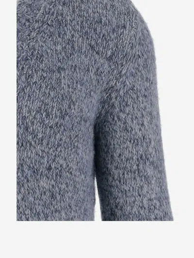 Woolrich V Neck Sweater In Alpaca Blend In Gray