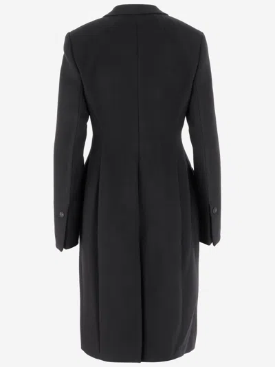 Ferragamo Single-breasted Shaped Coat In Wool And Cashmere In Gray