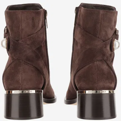 Jimmy Choo Noor 45 Suede Boots In Brown