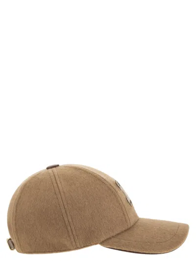 Max Mara Camel Brown Camel Wool Fedora Logo Baseball Hat In Brown