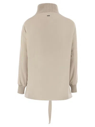 Herno Silk And Cashmere Jacket With Belt In Sand
