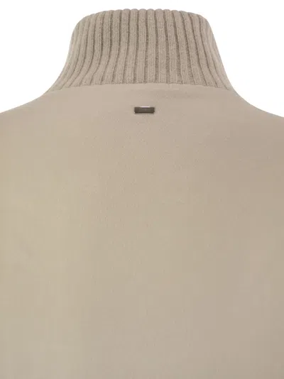 Herno Silk And Cashmere Jacket With Belt In Sand