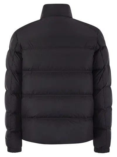 Moncler Puffer Jacket With High Collar And Quilted Design In Blue