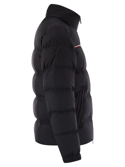 Moncler Puffer Jacket With High Collar And Quilted Design In Blue