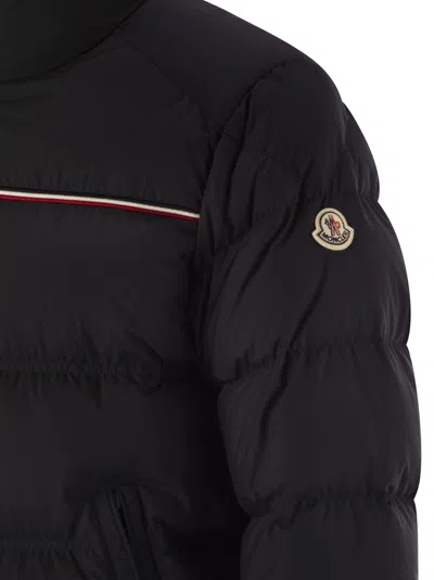 Moncler Puffer Jacket With High Collar And Quilted Design In Blue
