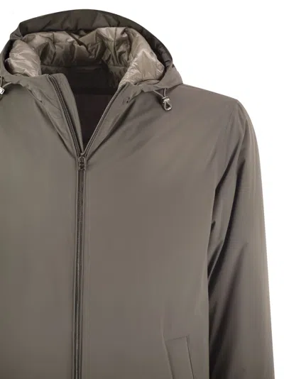 Herno Long Nylon Jacket In Gray