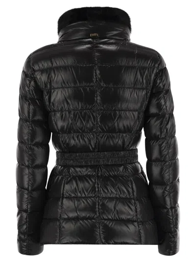 Herno Shniy Padded Down Jacket With Belt Coats Black In Black