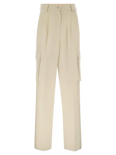 Herno Cargo Trousers In Wool And Viscose Blend In White