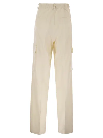 Herno Cargo Trousers In Wool And Viscose Blend In White