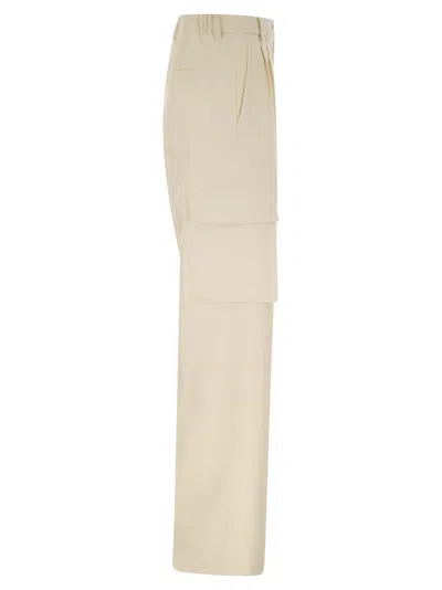 Herno Cargo Trousers In Wool And Viscose Blend In White