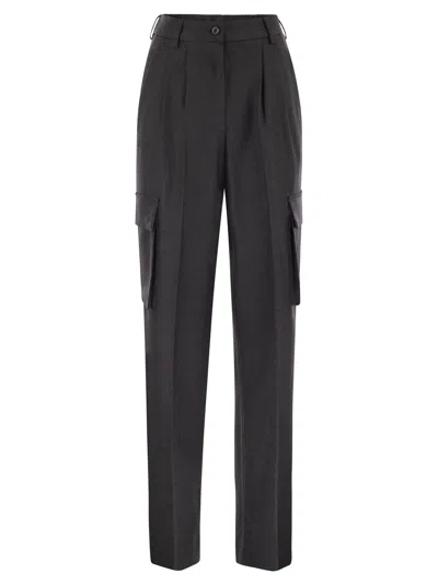 Herno Women Cargo Trousers In Wool And Viscose Blend In Multi