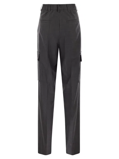 Herno Women Cargo Trousers In Wool And Viscose Blend In Multi