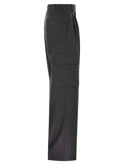 Herno Women Cargo Trousers In Wool And Viscose Blend In Multi