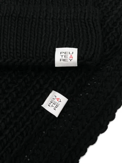 Peuterey Wool Beanie And Scarf Set In Black