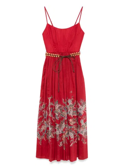 Zimmermann Women's Rhiannon Corset Midi Dress | 4225dss251 Color Red