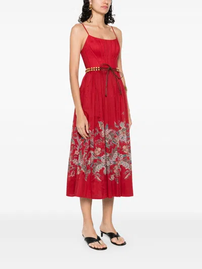 Zimmermann Women's Rhiannon Corset Midi Dress | 4225dss251 Color Red