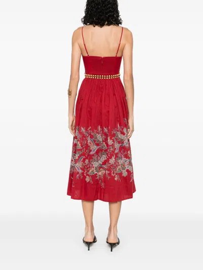Zimmermann Women's Rhiannon Corset Midi Dress | 4225dss251 Color Red