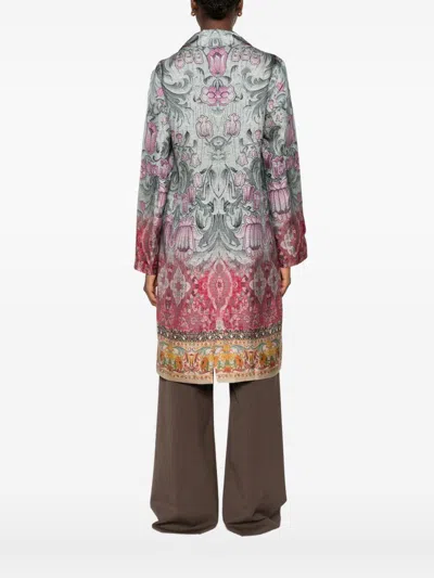 Pierre-louis Mascia Pierre Louis Mascia Silk Printed Single Breasted Coat In Multi
