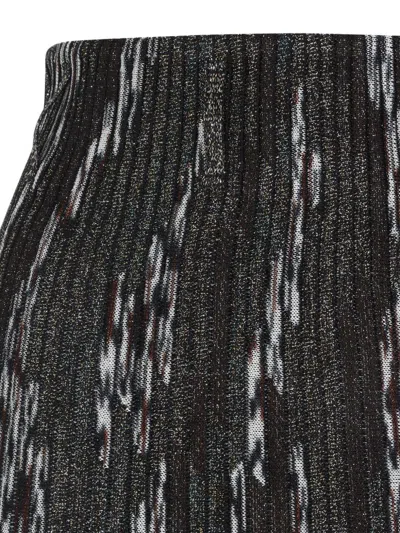 Missoni Gonna Midi Plissettata A Righe Multicolor In Black