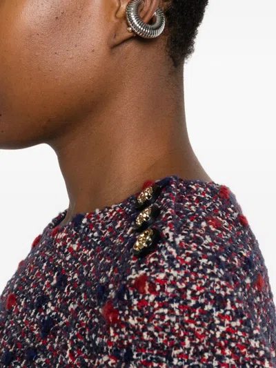 Gucci Textured Wool Dress Featuring Signature Buttons In Blue