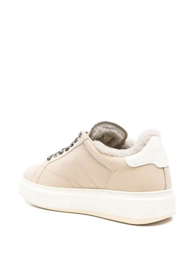 Woolrich Leather Platform Sneakers With Contrast Panel In Multi