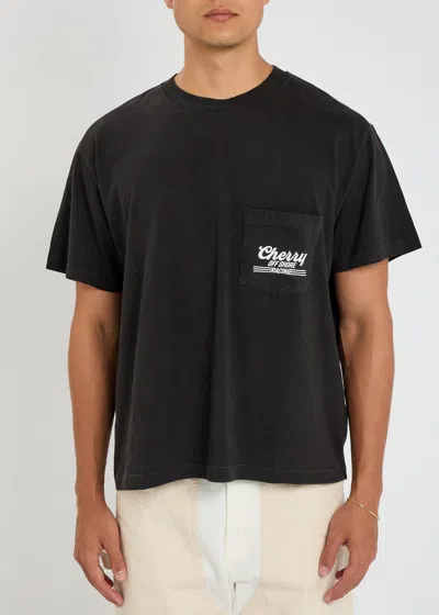 Cherry Los Angeles Offshore Racing Printed Cotton-jersey T-shirt In Black