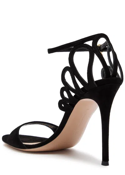 Gianvito Rossi 105mm Elisa Cut-out Suede Sandal In Black