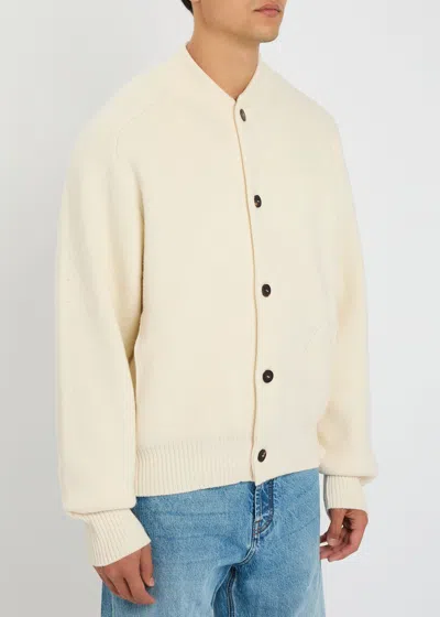 Jacquemus Soft Knit Cardigan Embroidered Detail In White