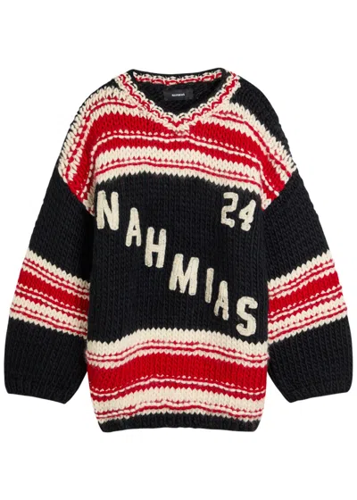 Nahmias Logo Striped-intarsia Wool Jumper In Multi
