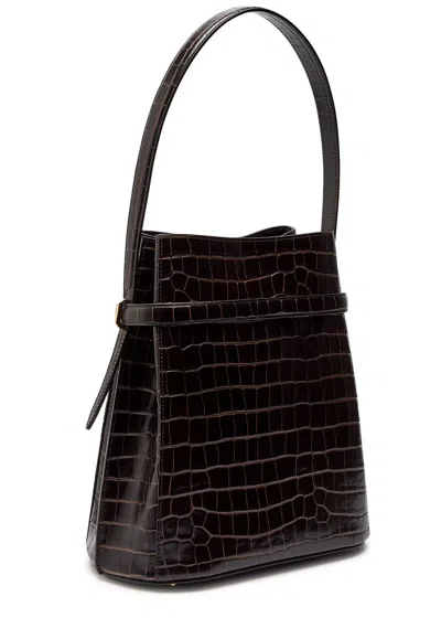 Totême Brown Crocodile-embossed Leather Bucket Bag In Brown
