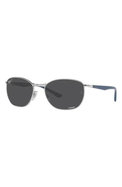 Ray Ban Ray-ban 57mm Polarized Pillow Sunglasses In Metallic
