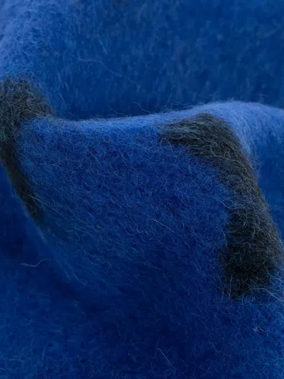 Burberry Logo-detail Fringed Scarf In Blue