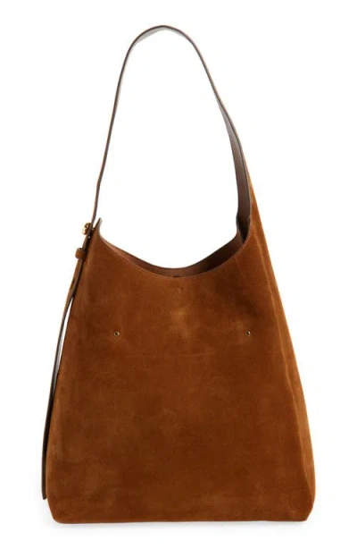 Tory Burch Small Suede Hobo Bag With Adjustable Handle In Brown