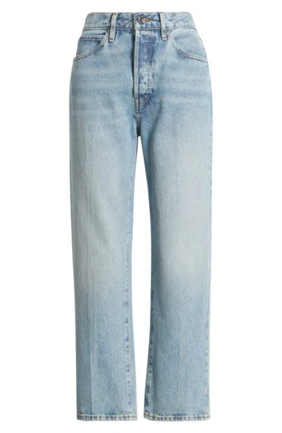 Frame The Vertical High Waist Ankle Relaxed Straight Leg Jeans In Blue