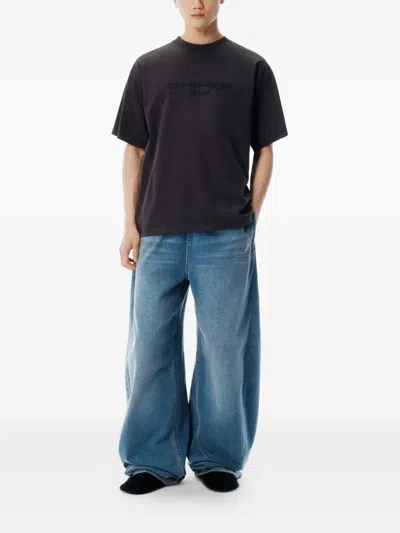 Alexander Wang Washed Jersey Oversized Unisex T-shirt Wth Logo Patch In Black