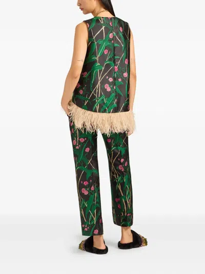 La Doublej Hendrix Cropped Floral-jacquard Crepe Wide-leg Pants In Multi