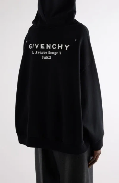 Givenchy Oversized Hooded Sweatshirt Kangaroo Pocket In Black