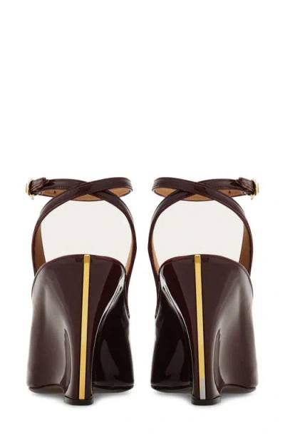 Ferragamo Peep Toe Wedge Sandals In Bordeaux In Burgundy