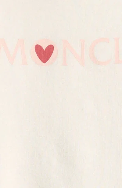 Moncler Kids' Ruffle Hem Graphic T-shirt & Heart Print Leggings Set In White