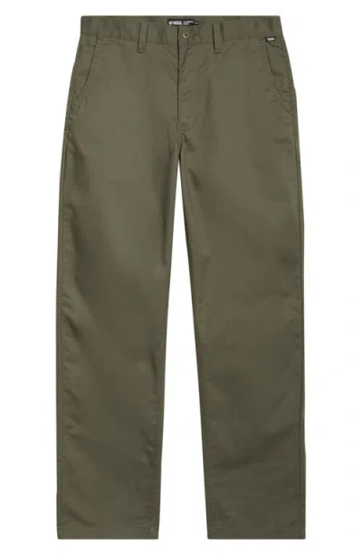 Vans Authentic Relaxed Flat Front Stretch Chinos In Green