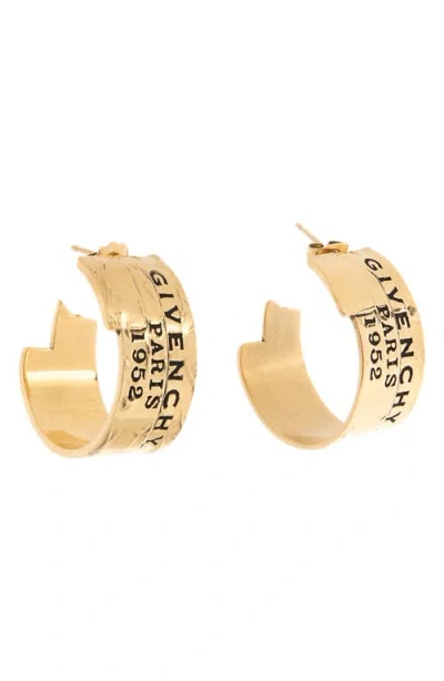 Givenchy Logo-engraved Hoop Earrings In Gold