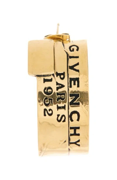Givenchy Logo-engraved Hoop Earrings In Gold