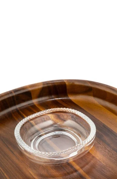 Nambe Nambé Wood & Glass Chip & Dip Set In Brown