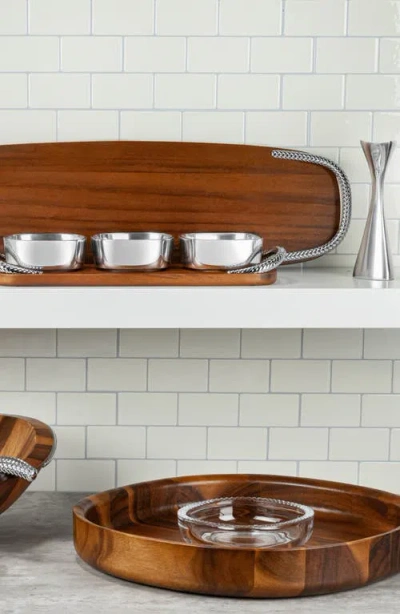 Nambe Nambé Wood & Glass Chip & Dip Set In Brown